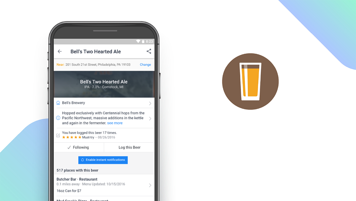 BeerMenus App feature