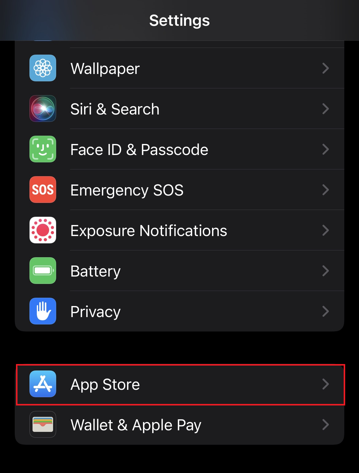 App Store Menu