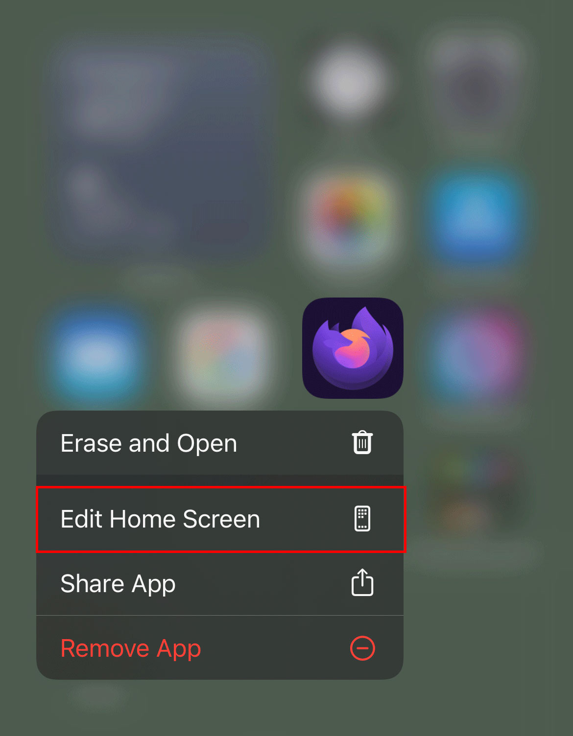 Edit Home Screen Menu