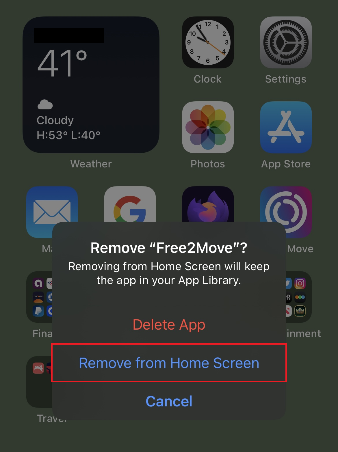 Remove from Home Screen