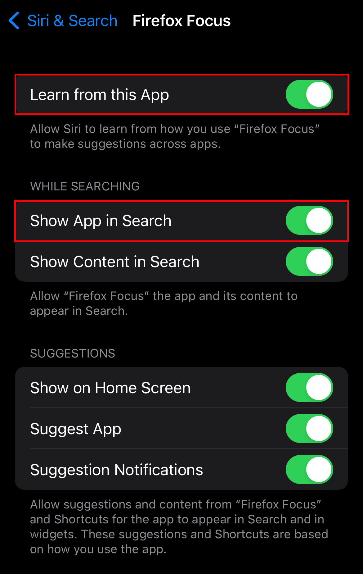 Show App in Search Menu