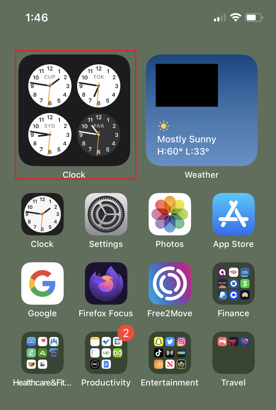 Clock App in Home Screen