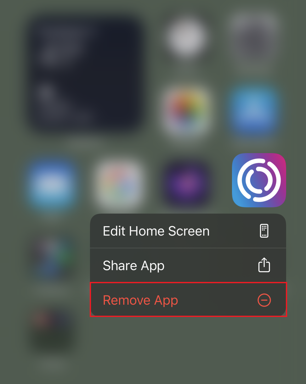 remove app ios 14