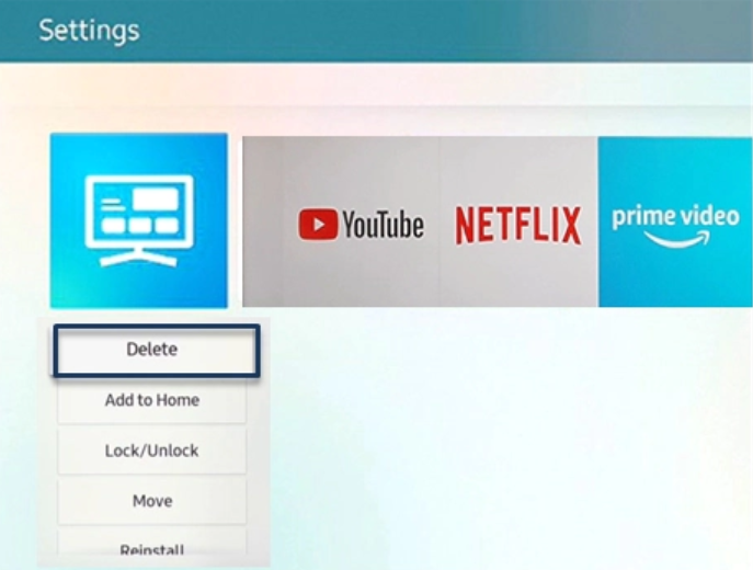 delete aps samsung smart tv