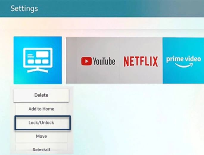 lock unlock apps samsung smart tv